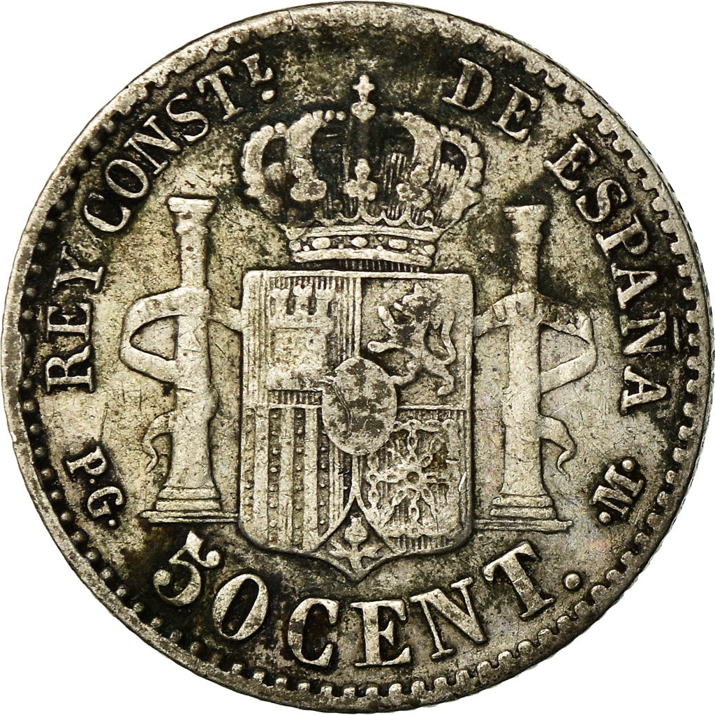 Coin, Spain, Alfonso XIII, 50 Centimos, 1892, Madrid, EF(40-45), Silver, KM:690