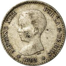 Coin, Spain, Alfonso XIII, 50 Centimos, 1892, Madrid, EF(40-45), Silver, KM:690