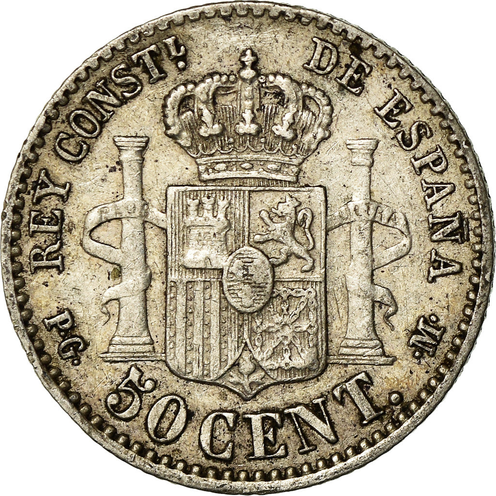 Coin, Spain, Alfonso XIII, 50 Centimos, 1892, Madrid, EF(40-45), Silver, KM:690