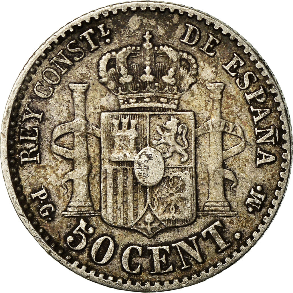 Münze, Spanien, Alfonso XIII, 50 Centimos, 1892, Madrid, SS, Silber, KM:690