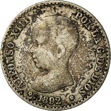 Moneta, Hiszpania, Alfonso XIII, 50 Centimos, 1892, Madrid, VF(30-35), Srebro