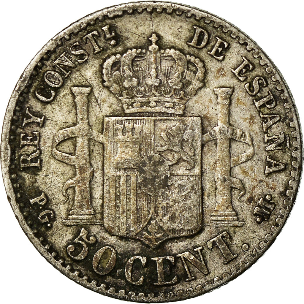 Coin, Spain, Alfonso XIII, 50 Centimos, 1892, Madrid, VF(30-35), Silver, KM:690