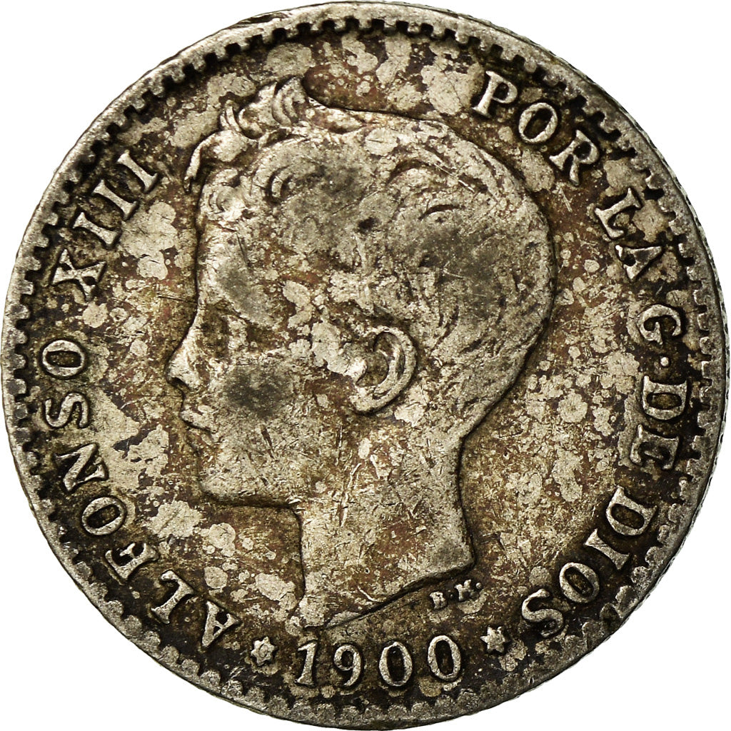 Coin, Spain, Alfonso XIII, 50 Centimos, 1900, Madrid, EF(40-45), Silver, KM:705