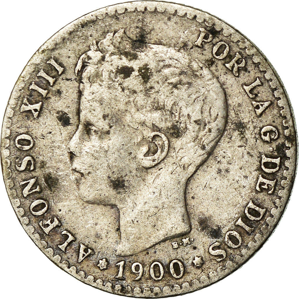 Coin, Spain, Alfonso XIII, 50 Centimos, 1900, Madrid, VF(30-35), Silver, KM:705