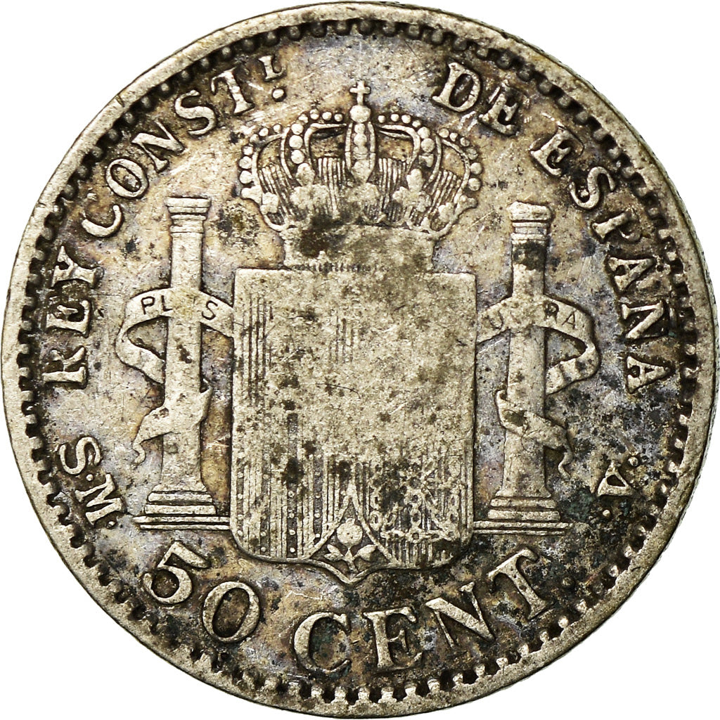Coin, Spain, Alfonso XIII, 50 Centimos, 1900, Madrid, VF(30-35), Silver, KM:705