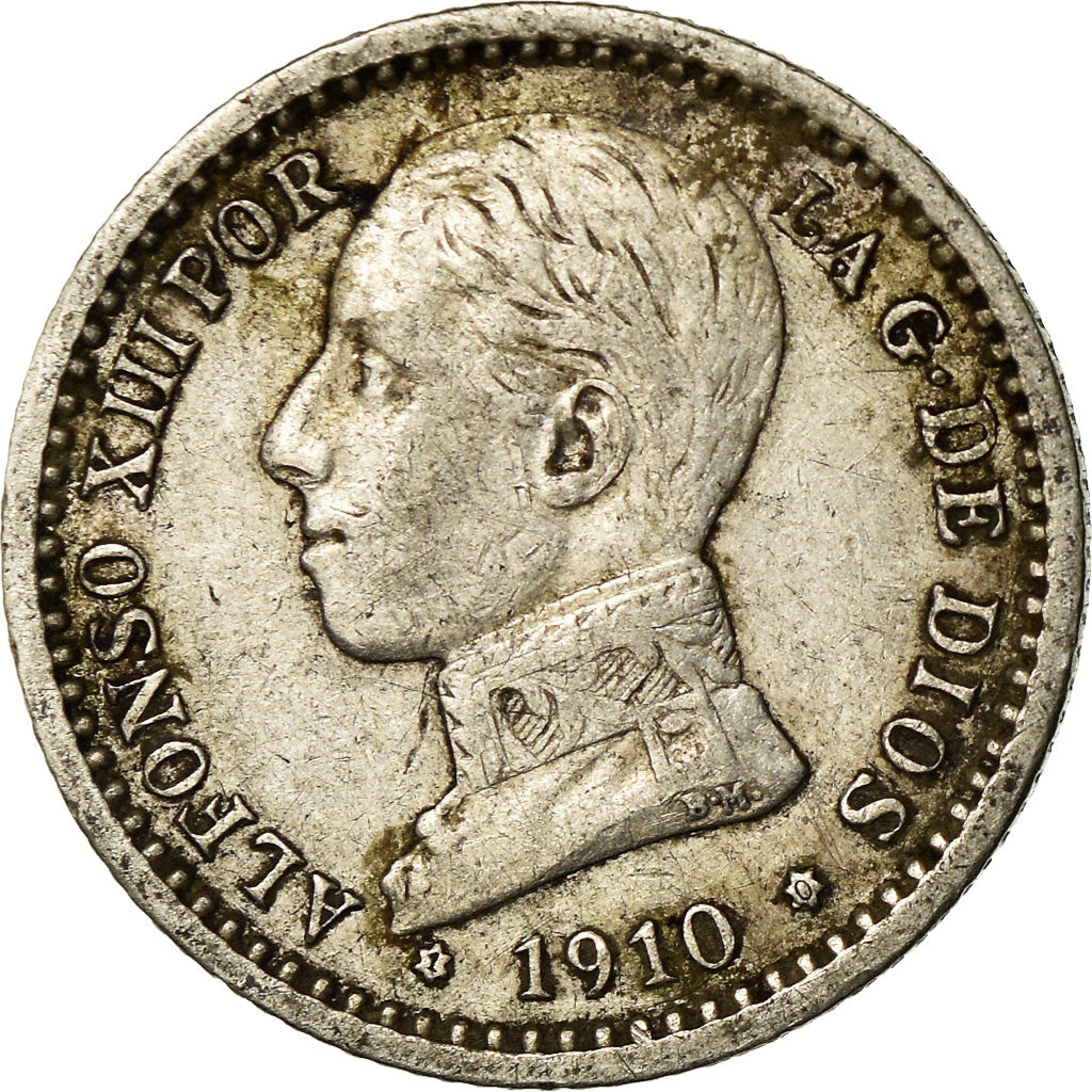 Coin, Spain, Alfonso XIII, 50 Centimos, 1910, Madrid, EF(40-45), Silver, KM:730