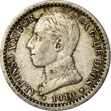 Coin, Spain, Alfonso XIII, 50 Centimos, 1910, Madrid, EF(40-45), Silver, KM:730