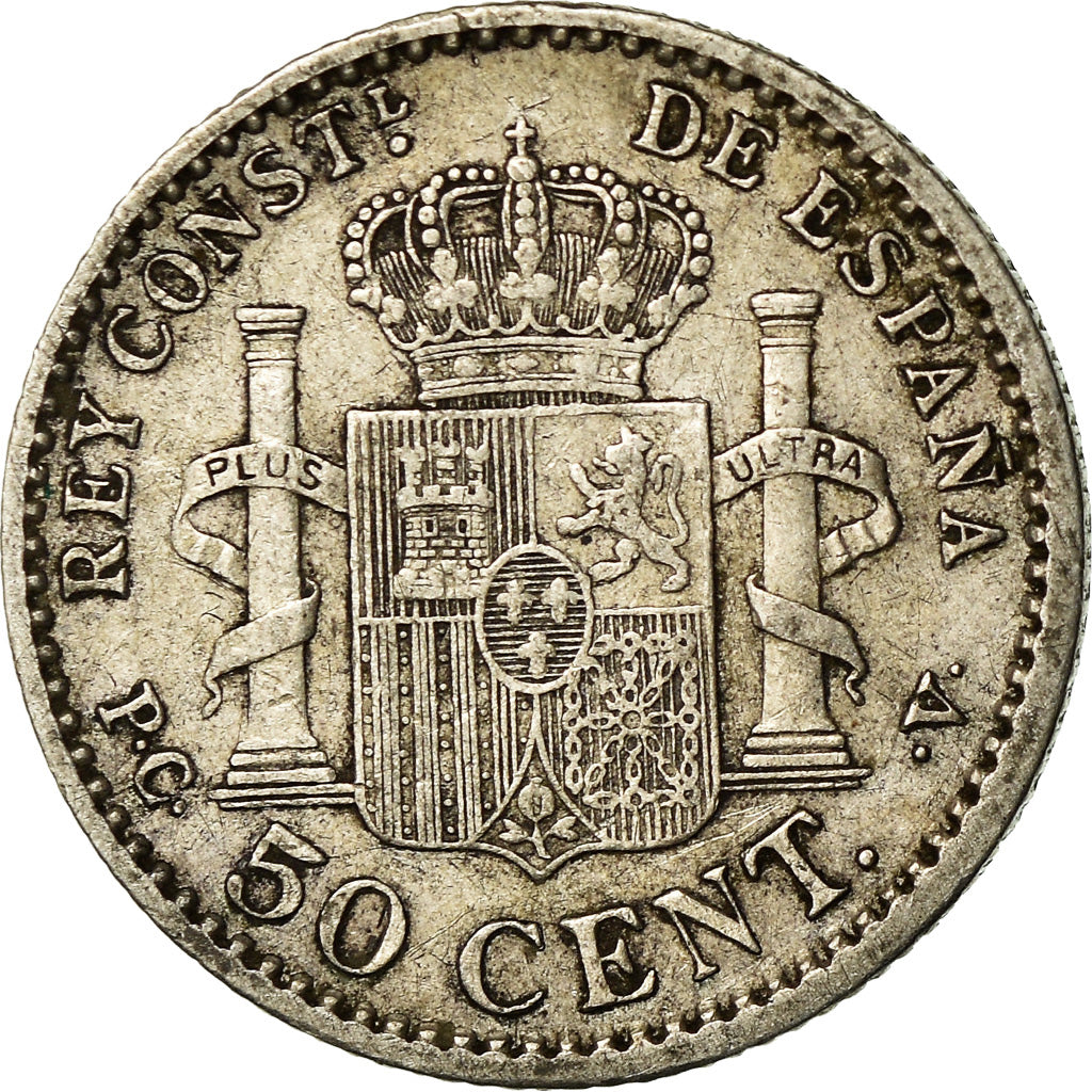 Coin, Spain, Alfonso XIII, 50 Centimos, 1910, Madrid, EF(40-45), Silver, KM:730
