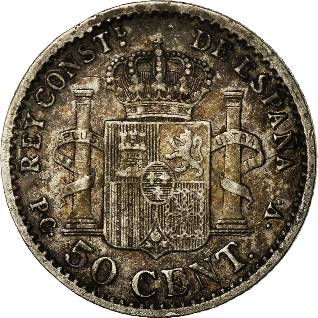 Coin, Spain, Alfonso XIII, 50 Centimos, 1910, Madrid, EF(40-45), Silver, KM:730