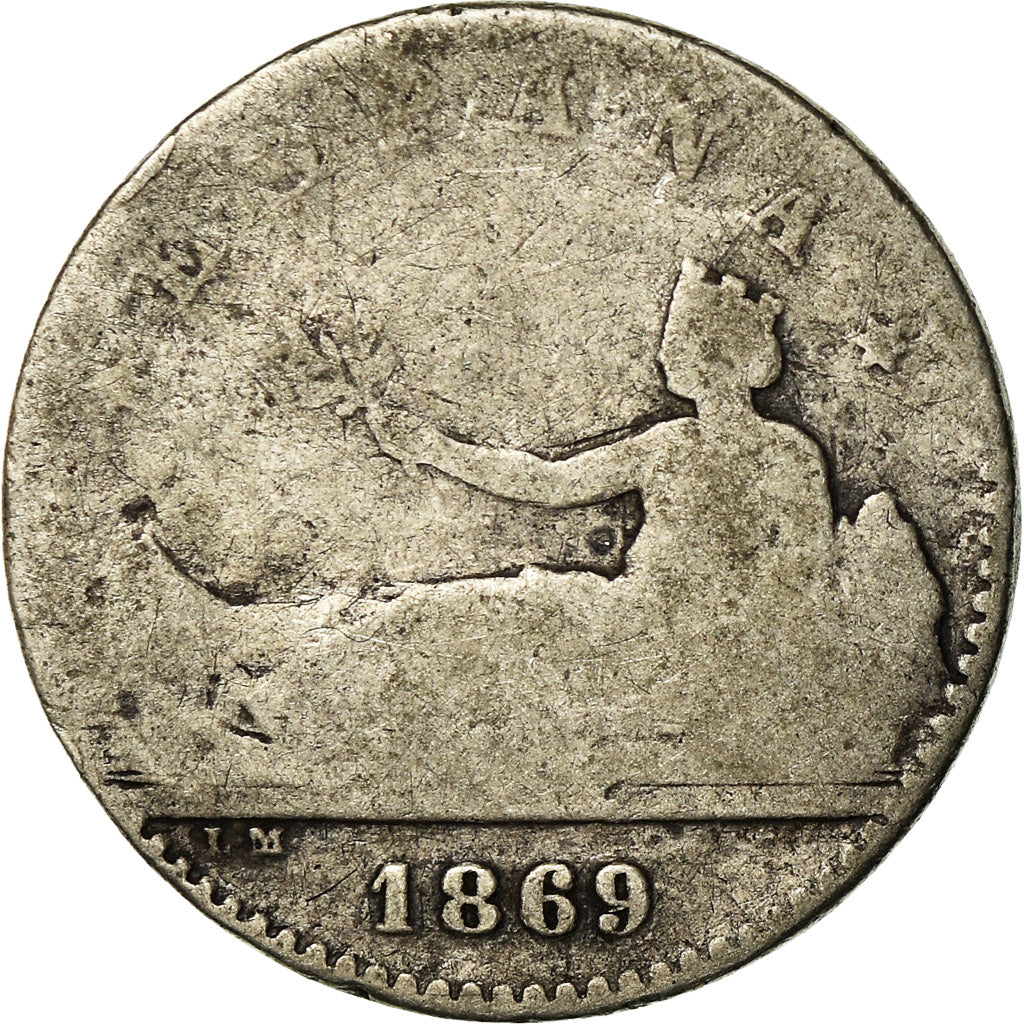 Moneta, Spagna, Provisional Government, 50 Centimos, 1869, Madrid, B+, Argento