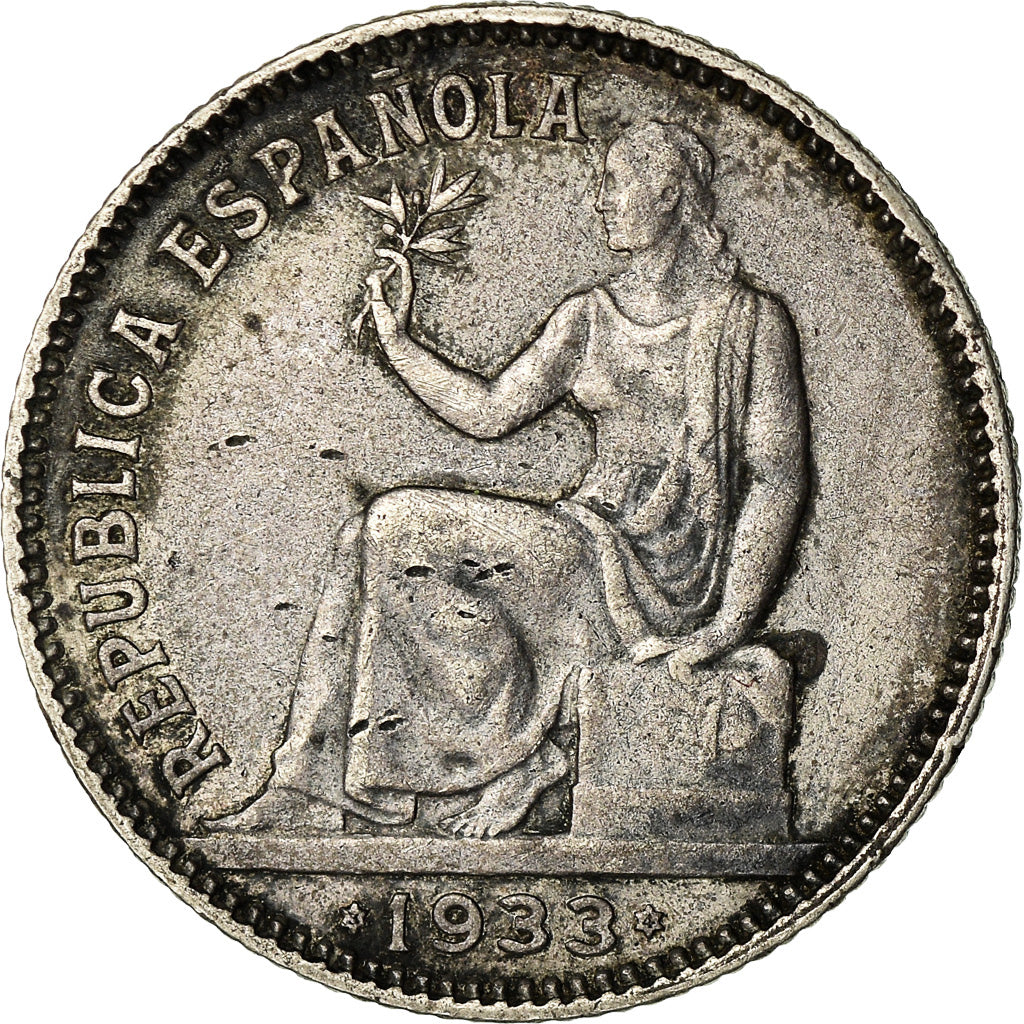 Coin, Spain, Peseta, 1933, AU(50-53), Silver, KM:750