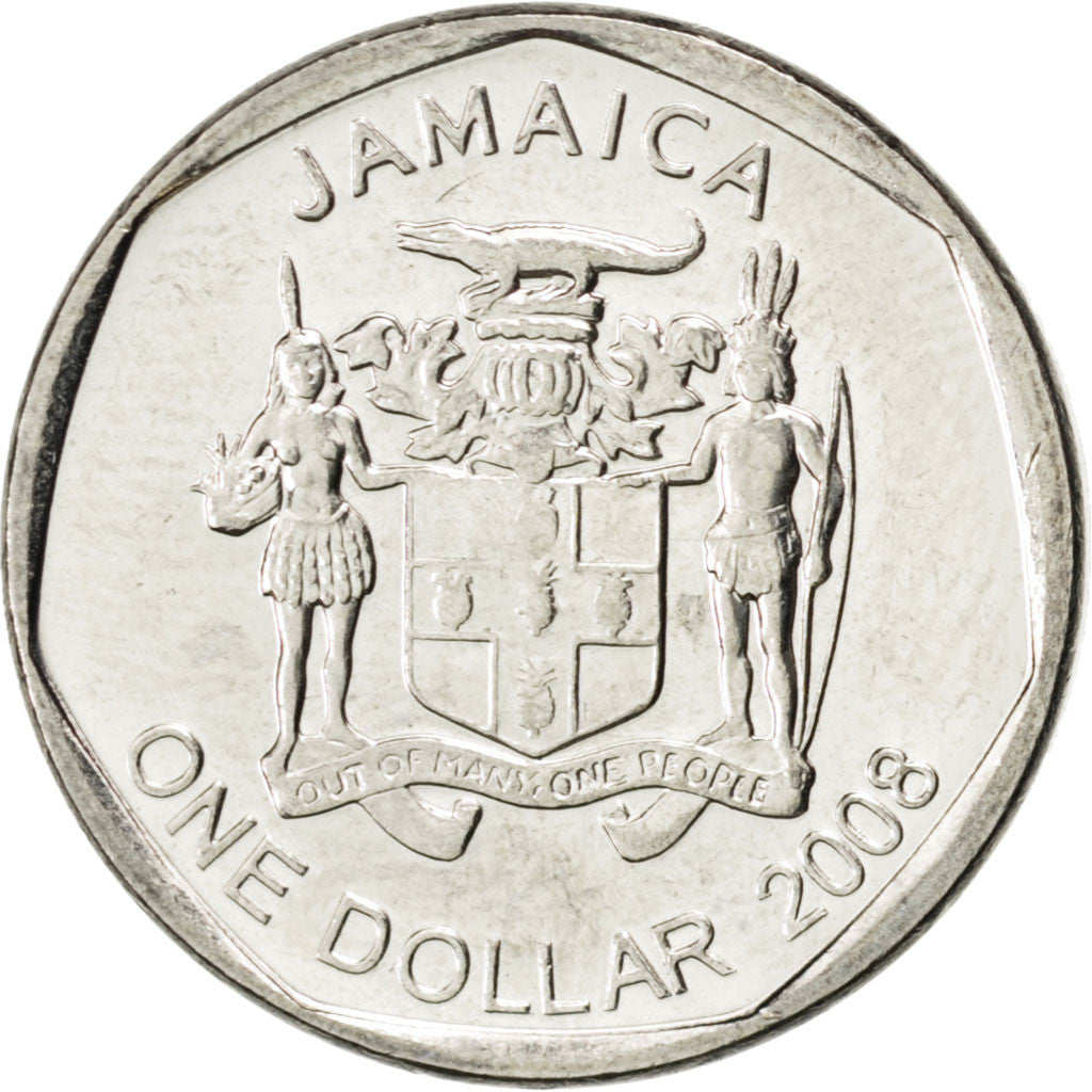 JAMAICA, Dollar, 2008, British Royal Mint, KM #164, MS(63), Nickel Plated...