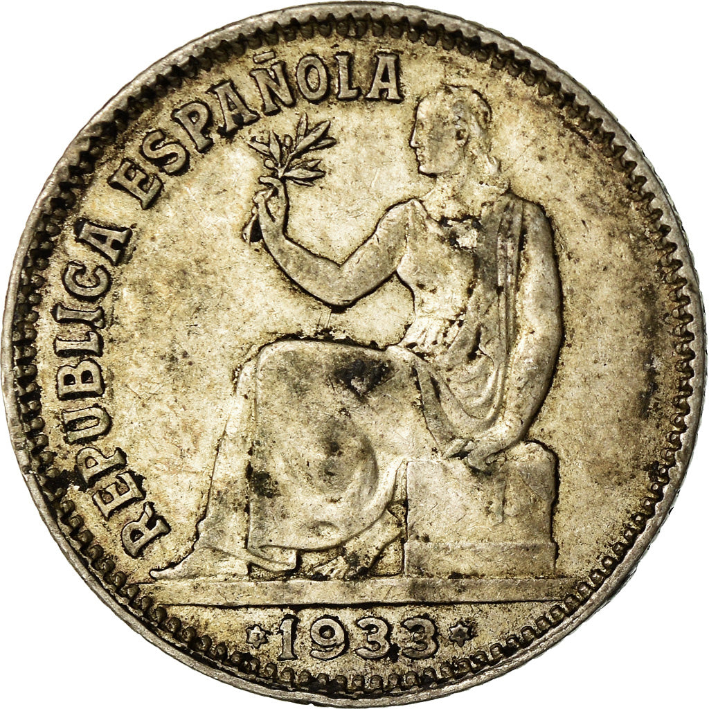 Coin, Spain, Peseta, 1933, EF(40-45), Silver, KM:750