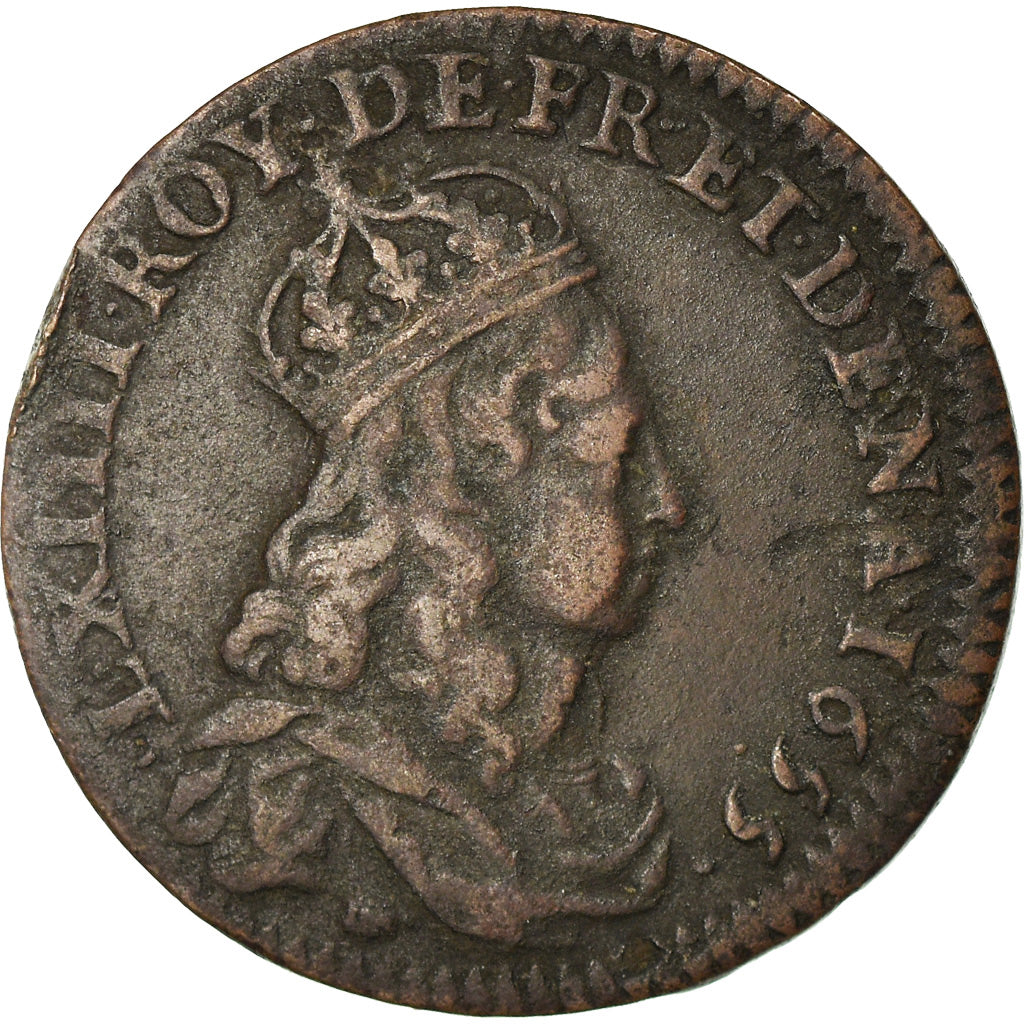 Moeda, França, Louis XIV, Liard de France au buste juvénile, deuxième type