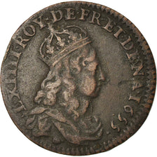 Moeda, França, Louis XIV, Liard de France au buste juvénile, deuxième type
