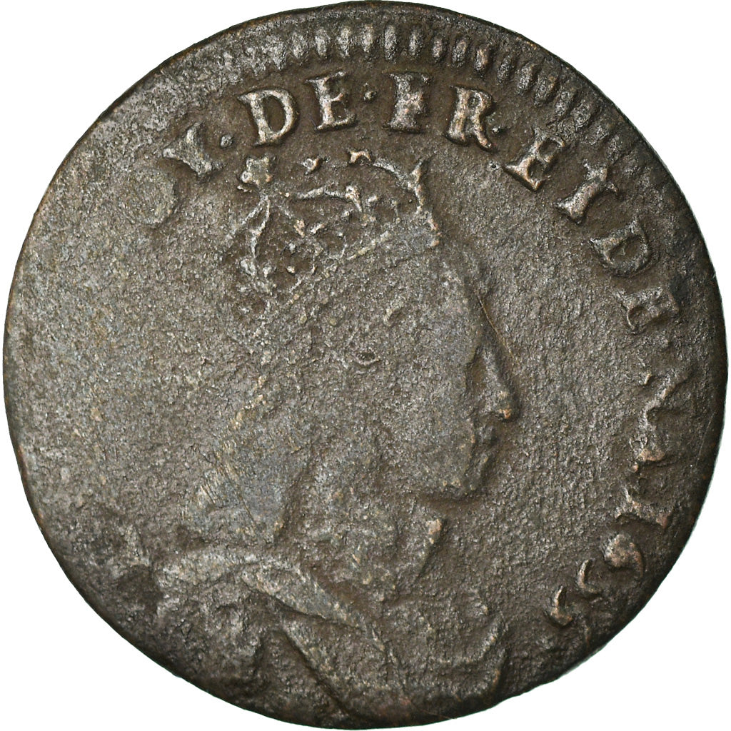 Monnaie, France, Louis XIV, Liard de France au buste juvénile, 1655 B