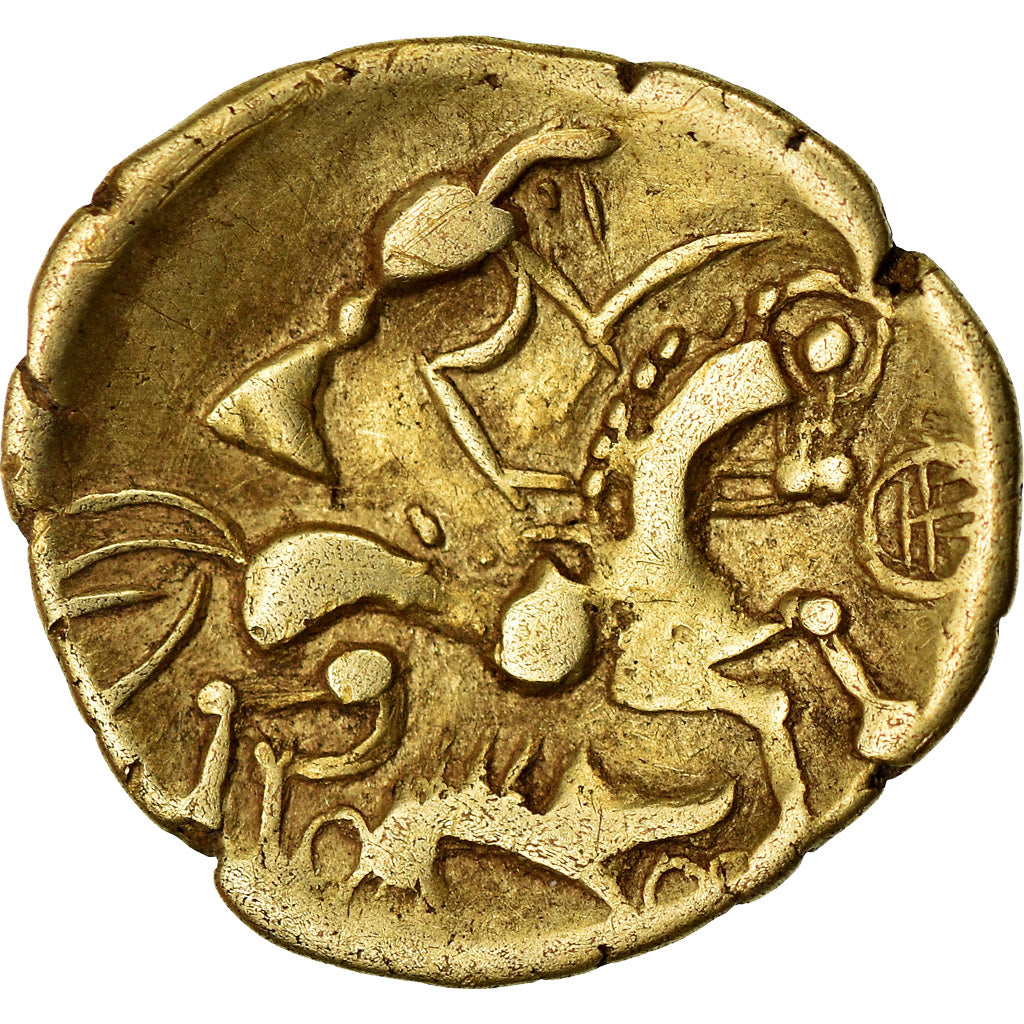 Moeda, Aulerci Eburovices, 1/4 Stater, 60-50 BC, AU(50-53), Dourado