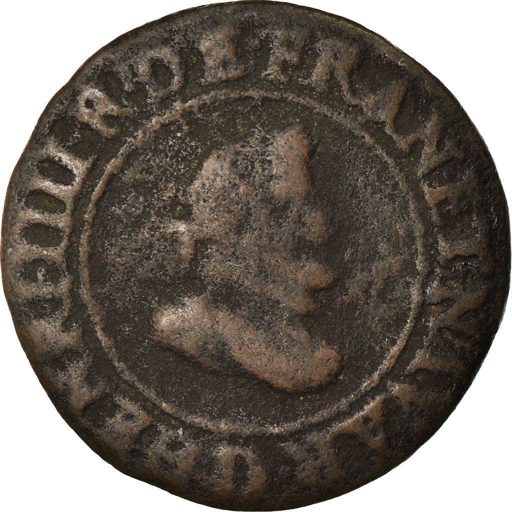 Moneta, Francia, Henri IV, Double Tournois, 1607, Lyon, B+, Rame, CGKL:202A