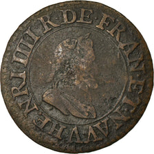 Coin, France, Henri IV, Double Tournois, 1609, Paris, VF(30-35), Copper