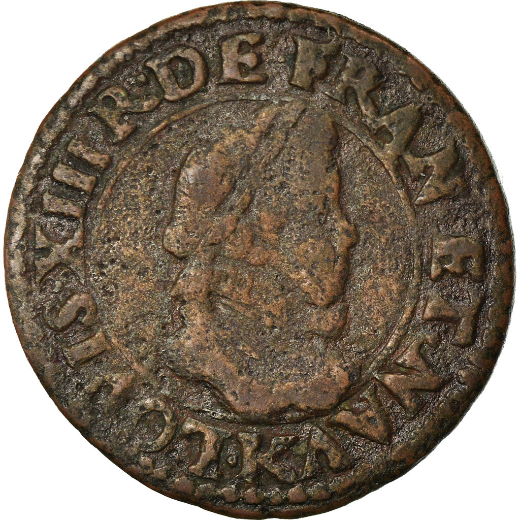 Munten, Frankrijk, Louis XIII, Double Tournois, 1612, Bordeaux, FR, Koper