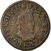 Moeda, França, Louis XIII, Double Tournois, 1612, Bordeaux, VF(20-25), Cobre
