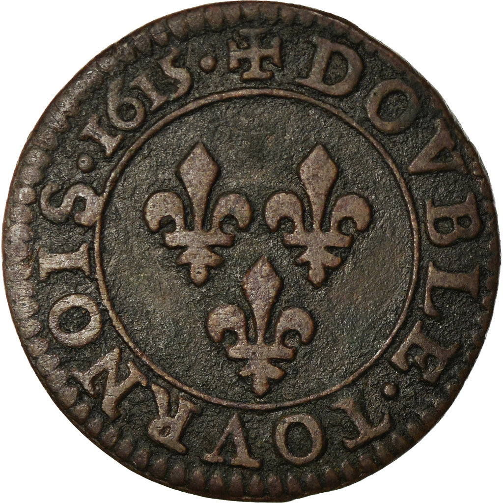 Münze, Frankreich, Louis XIII, Double Tournois, 1615, Paris, SS, Kupfer