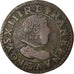 Moeda, França, Louis XIII, Double Tournois, 1627, Poitiers, VF(20-25), Cobre