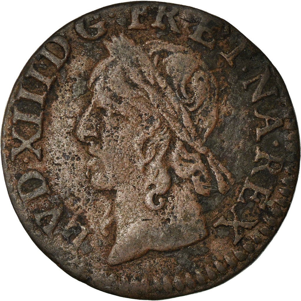 Monnaie, France, Louis XIII, Double Tournois, 1643, TB+, Cuivre, CGKL:516