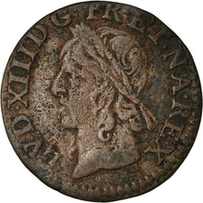 Monnaie, France, Louis XIII, Double Tournois, 1643, TB+, Cuivre, CGKL:516