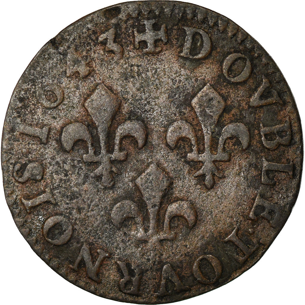 Monnaie, France, Louis XIII, Double Tournois, 1643, TB+, Cuivre, CGKL:516