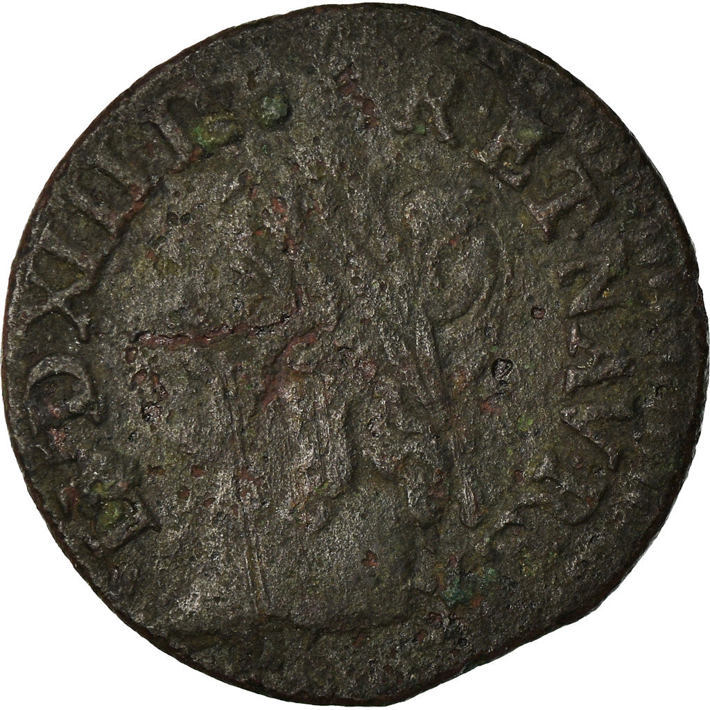 Munten, Frankrijk, Louis XIII, Double Tournois, 1643, ZG+, Koper, CGKL:516