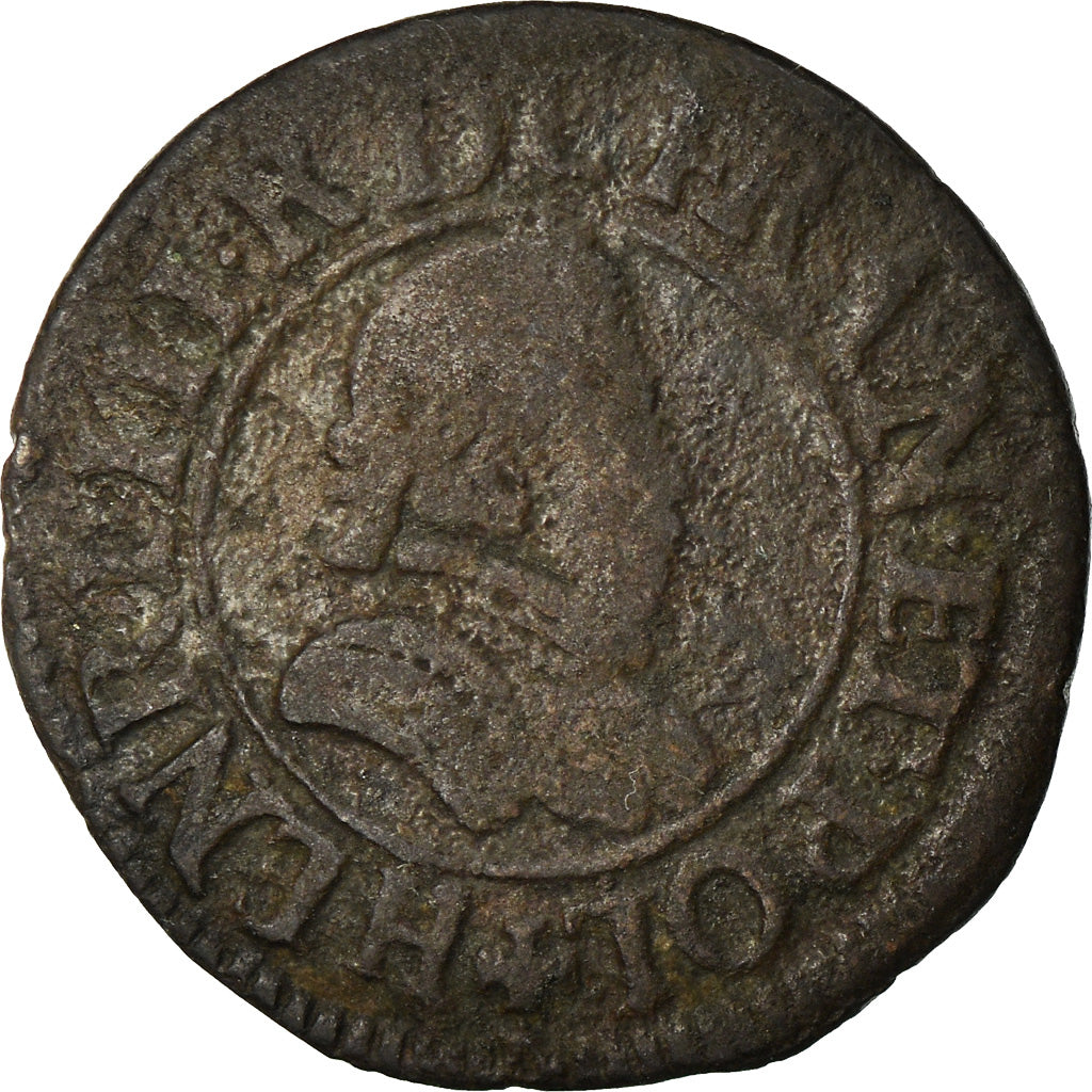 Moeda, França, Henri III, Denier Tournois, Paris, VF(20-25), Cobre, CGKL:90