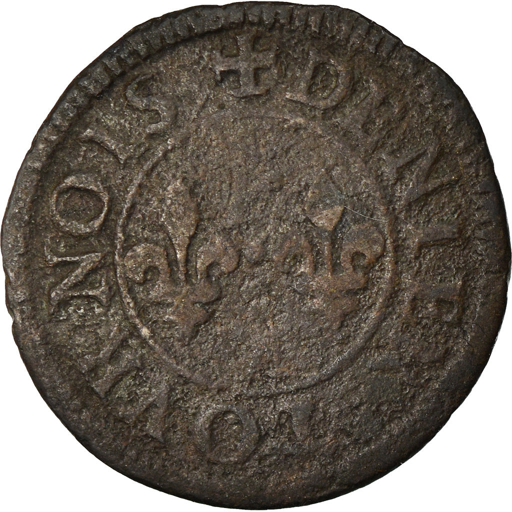 Moeda, França, Henri III, Denier Tournois, Paris, VF(20-25), Cobre, CGKL:90
