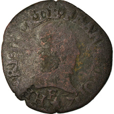 Coin, France, Henri III, Double Tournois, 1583, Tours, VG(8-10), Copper