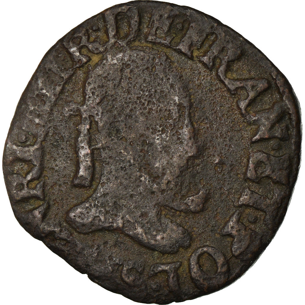 Munten, Frankrijk, Henri III, Double Tournois, 1587, Troyes, Fautée, FR, Koper