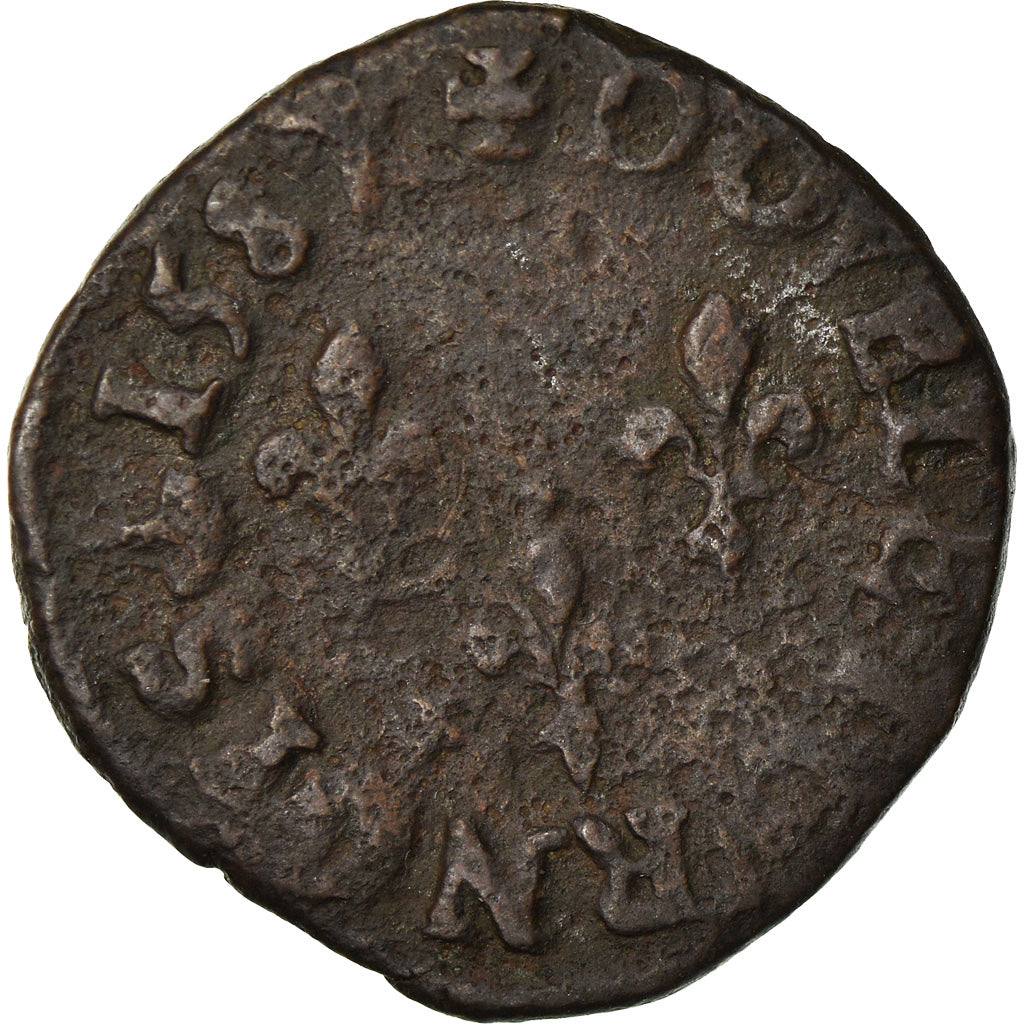 Munten, Frankrijk, Henri III, Double Tournois, 1587, Troyes, Fautée, FR, Koper