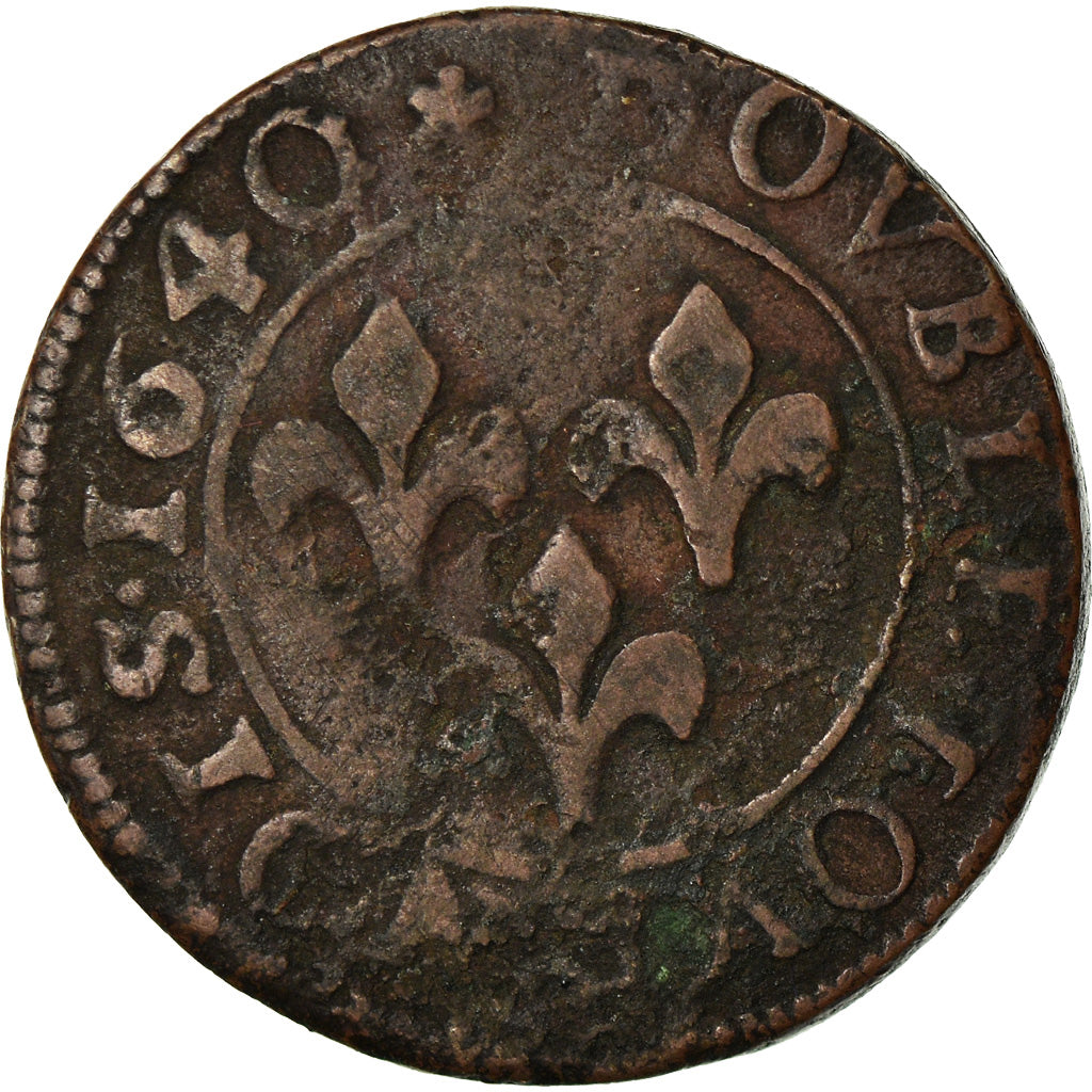 Moeda, França, ORANGE, Frédéric-Henri de Nassau, Double Tournois, 1640