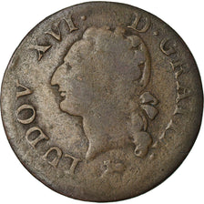 Coin, France, Louis XVI, Liard, Liard, 1791, Rouen, VF(20-25), Copper, KM:585.3