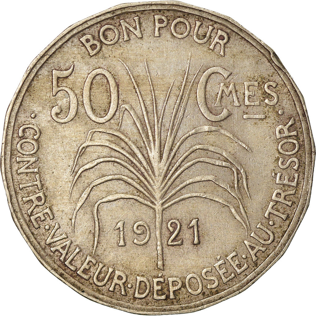 Coin, Guadeloupe, 50 Centimes, 1921, Paris, EF(40-45), Copper-nickel, KM:45
