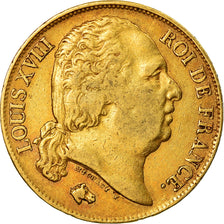 Moeda, França, Louis XVIII, Louis XVIII, 20 Francs, 1817, Paris, EF(40-45)