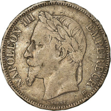 Moneda, Francia, Napoléon III, 5 Francs, 1867, Strasbourg, BC+, Plata