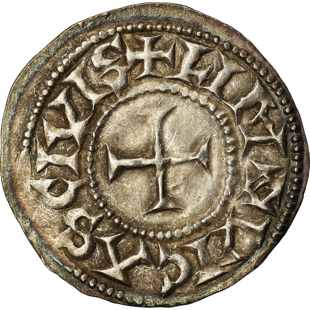 Coin, France, Eudes, Denarius, Limoges, Immobilized type, AU(50-53), Silver