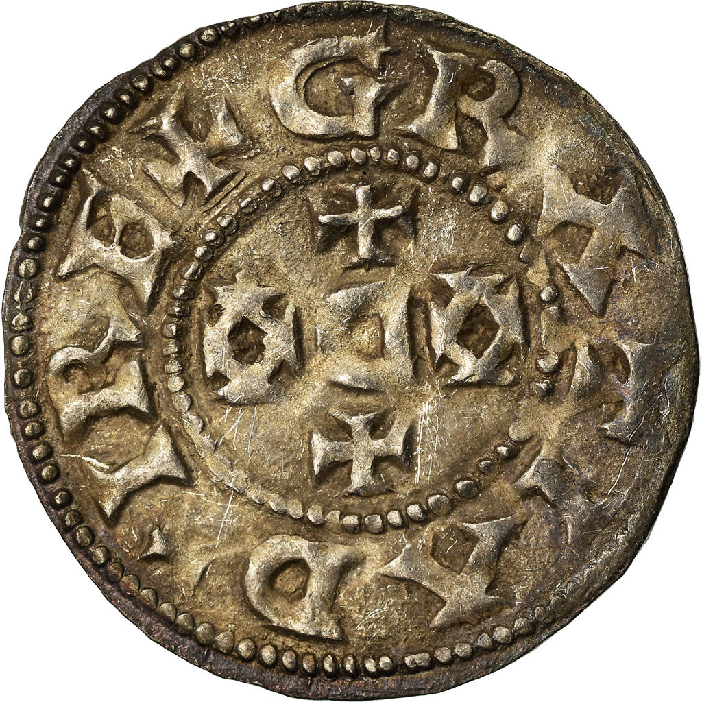 Coin, France, Eudes, Denarius, Limoges, Immobilized type, AU(50-53), Silver