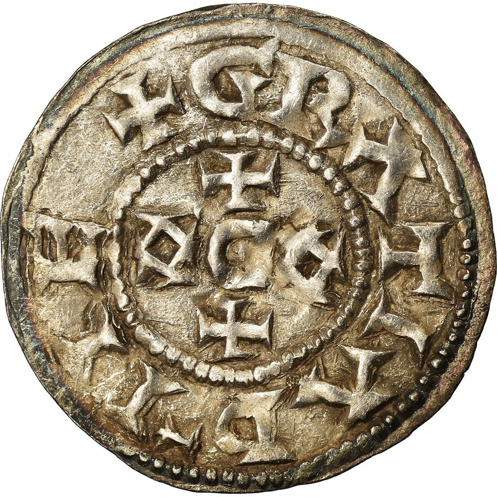 Coin, France, Eudes, Denarius, Limoges, Immobilized type, AU(50-53), Silver