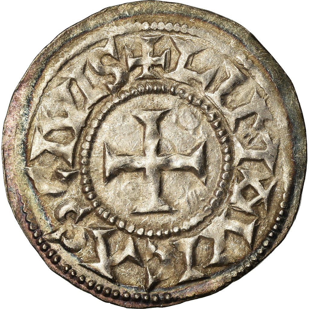 Coin, France, Eudes, Denarius, Limoges, Immobilized type, AU(50-53), Silver
