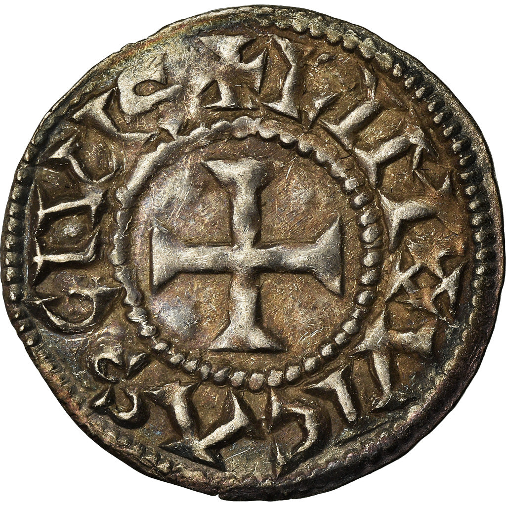 Coin, France, Eudes, Denarius, Limoges, Immobilized type, AU(55-58), Silver