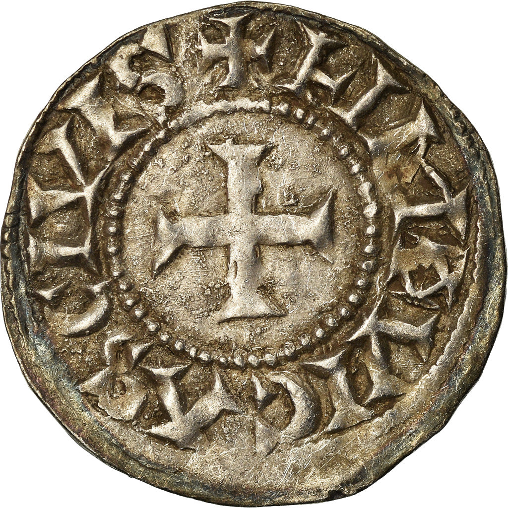 Coin, France, Eudes, Denarius, Limoges, Immobilized type, AU(50-53), Silver