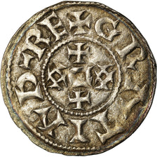 Moneda, Francia, Eudes, Denarius, Limoges, Immobilized type, EBC, Plata