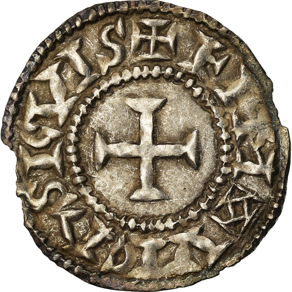 Munten, Frankrijk, Eudes, Denarius, Limoges, Immobilized type, ZF+, Zilver