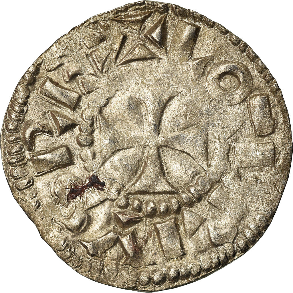 Coin, France, Lotharius, Denarius, 960-980, Bourges, EF(40-45), Silver, Prou:755
